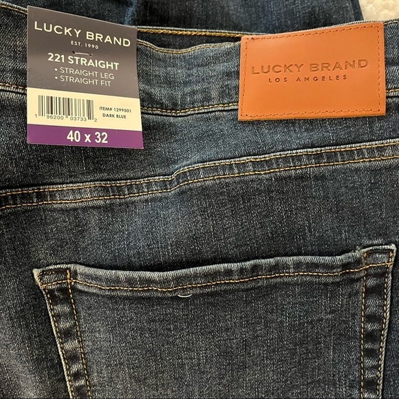 NWT Lucky Brand Size 40x32 221 Straight Leg Straight Fit Dark Wash - Picture 5 of 6